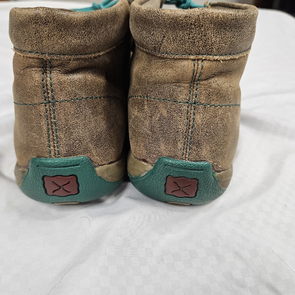 Twisted X Womens Chukka Driving Mocs, Turquoise/Brown Size 9 Western Leather - Picture 4 of 9